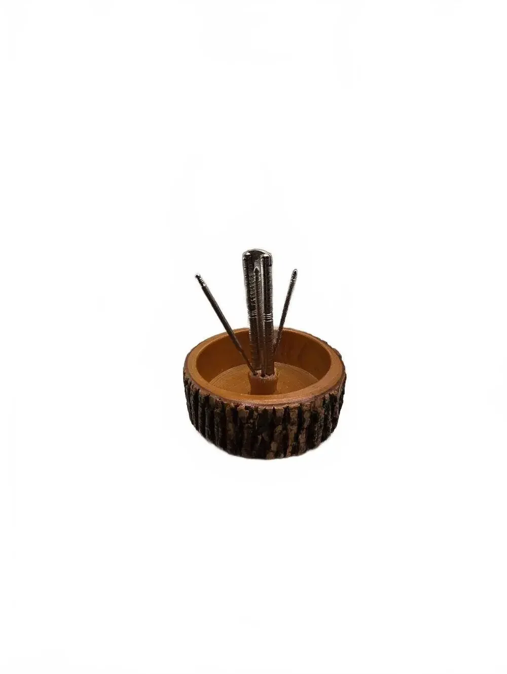 Ellwood Brushware Vintage Nutcracker Bowl Set with Live Edge Wooden Bowl and Nut